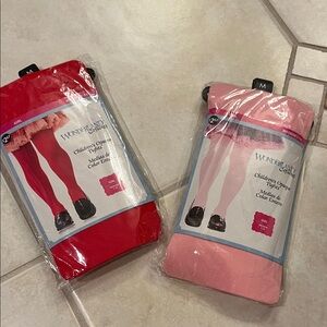 WONDERLAND Bold Red and Soft Pink Tights